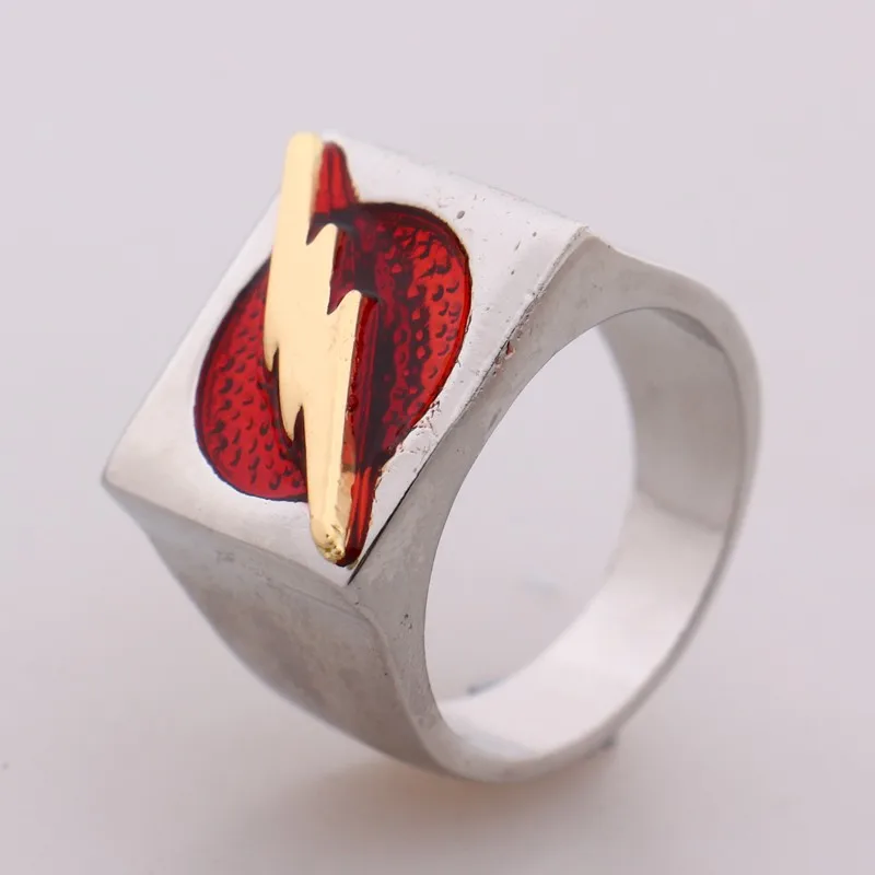 Кольцо супергероя с золотым блестящим логотипом, серебряное кольцо, DC кино, комикс, ювелирное изделие, рождественский подарок