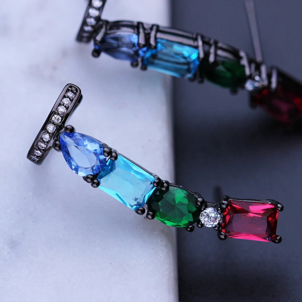 Женские Разноцветные серьги-гвоздики Newranos серьги с натуральным цветным камнем