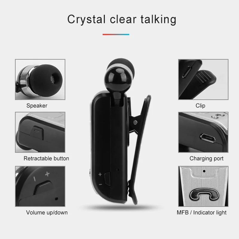 Мини наушники Fineblue FQ208 Bluetooth 4 0 стерео беспроводные с зажимом шумоподавление pk F910