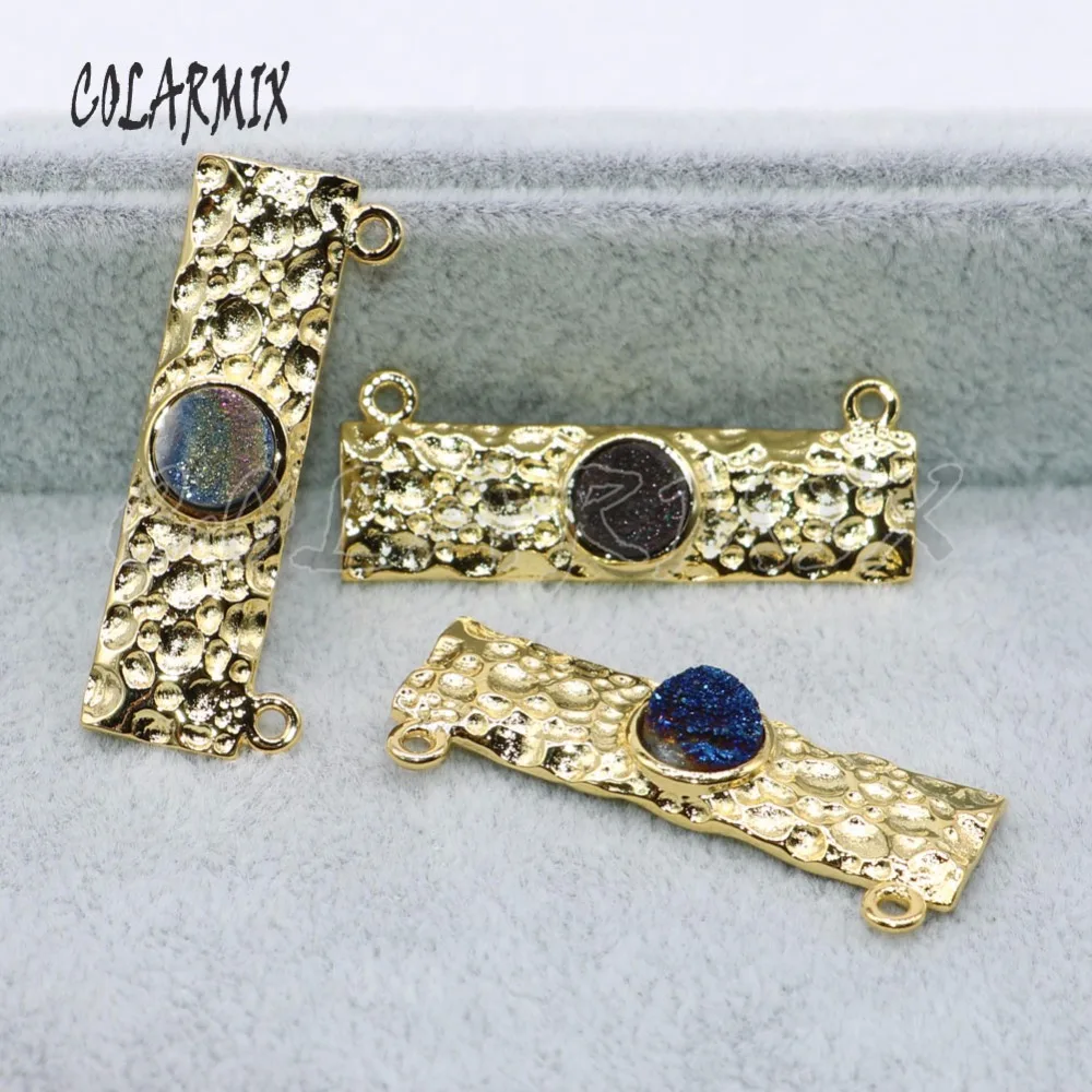 Wholesale rectangle pendant &ampdruzy stone for jewelry making fashion Gold color metal &ampBlue lady 4640 | Украшения и