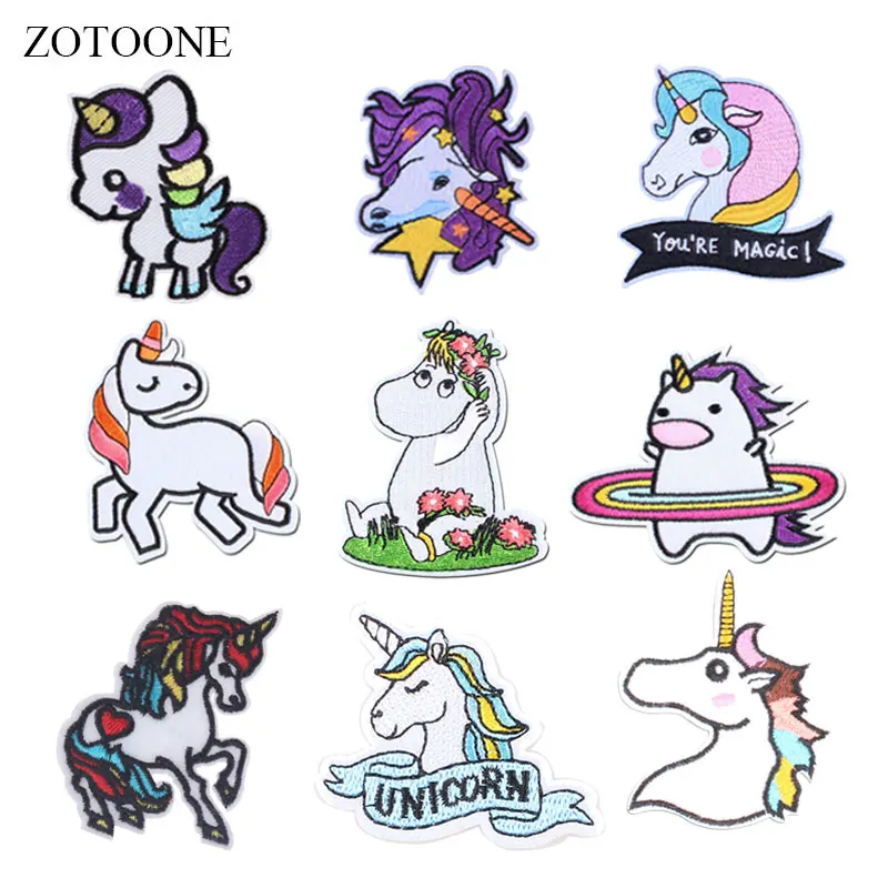 ZOTOONE нашивки в форме единорога Diy красочные наклейки утюжок на одежду