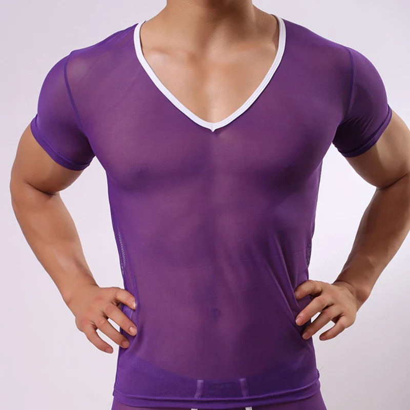 Мужское Сетчатое нижнее белье AIIOU черное прозрачное ультратонкое с короткими