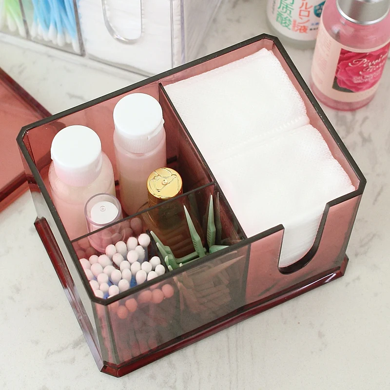 Акриловый Органайзер для макияжа с крышкой прозрачные ватные тампоны палочки