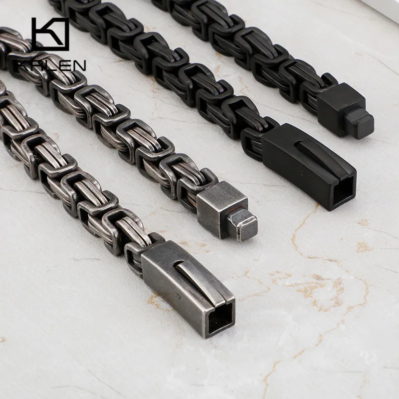 Мужские матовые византийские браслеты цепочки KALEN в стиле панк 21 см нержавеющая