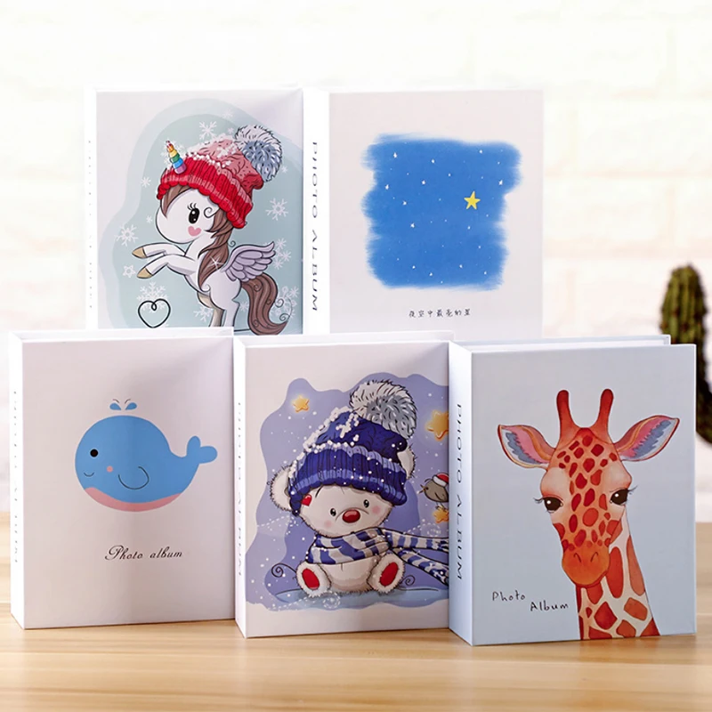 4D Big 6inches Children's Photo Album For 100 11.5x16.2cm Photos Interleaf Cartoon Animal Yearbook Birthday Gifts