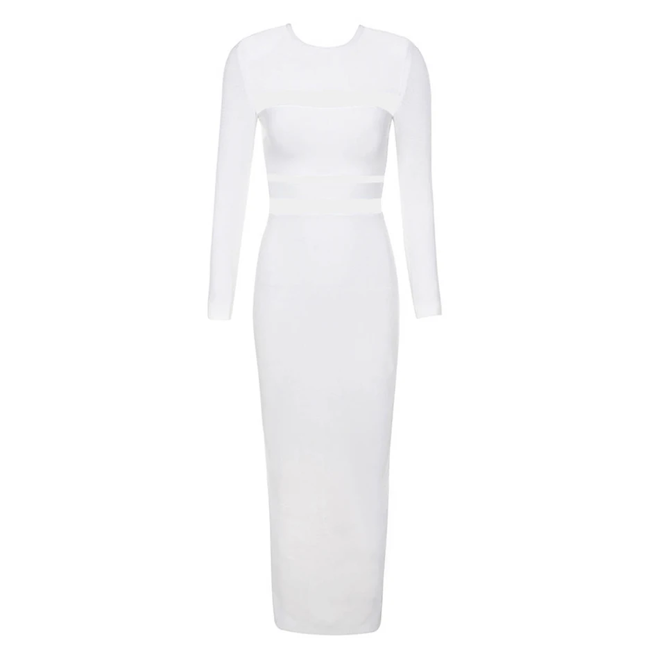 2021 летнее Новое Женское Платье облегающее белое с круглым вырезом и длинным