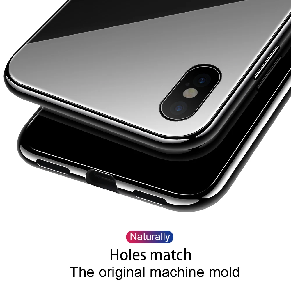 NYFundas для iphone X Магнитный адсорбционный флип металлический закаленное стекло