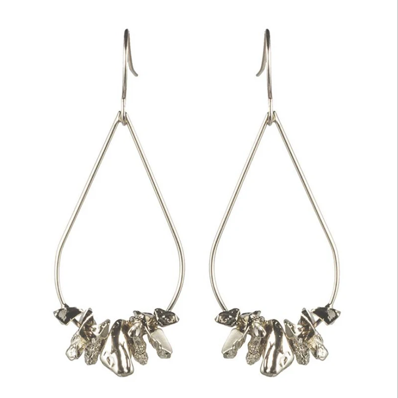 Amaiyllis Large Copper Waterdrop Dangle Earrings For Women Irregular Metal Chips Statement Drop Pendant Brinco | Украшения и