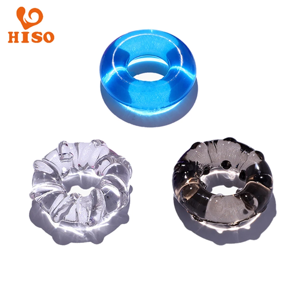 HISO Хрустальный пенис кольцо для задержки эякуляции мужчин многоразовый