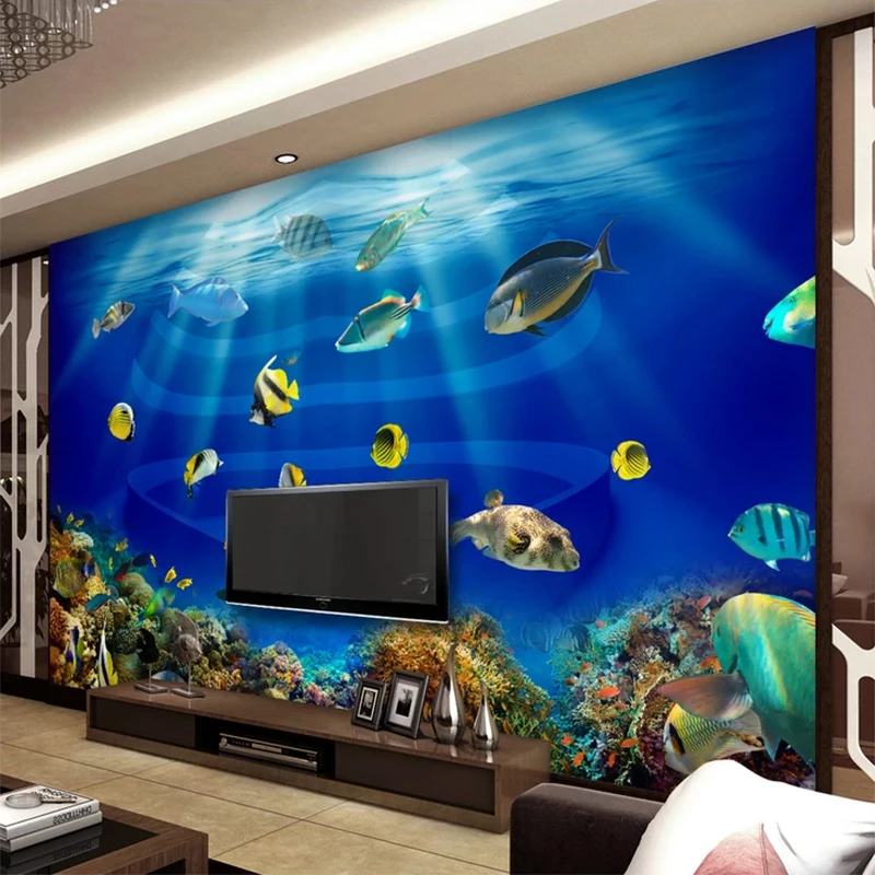 3D обои морской мир тропическая рыба фото настенные фрески для детской комнаты