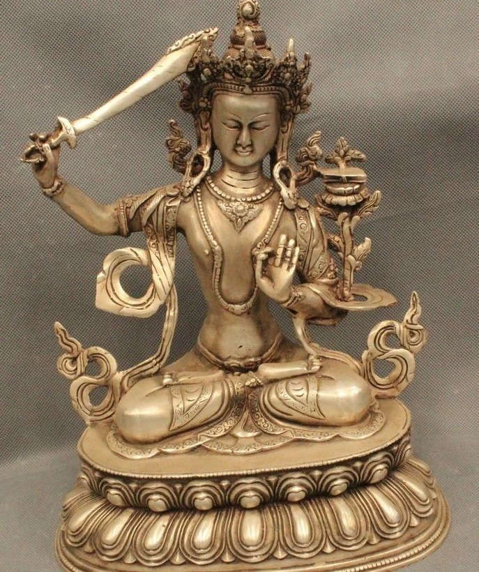 12 &quotТибетский буддизм народное серебряное сиденье боддхисаттва Вэньшу