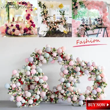 Подгонянная Новая Железная Арка+ цветы DIY свадебный реквизит дорога свинцовый сценический фон Декор железная Арка подставка с шелком искусственные цветы