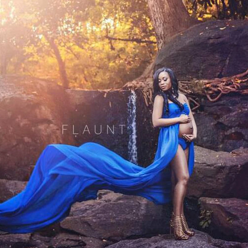 Shoulderless длинный хвост перед открытием для беременных платье фотосессии женская