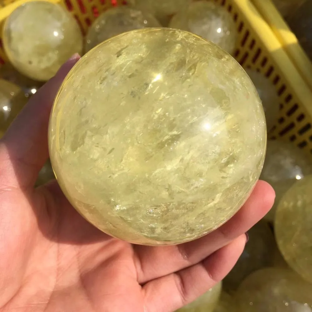 Прямая поставка натуральный цитрин кварцевый кристалл драгоценный камень сфера