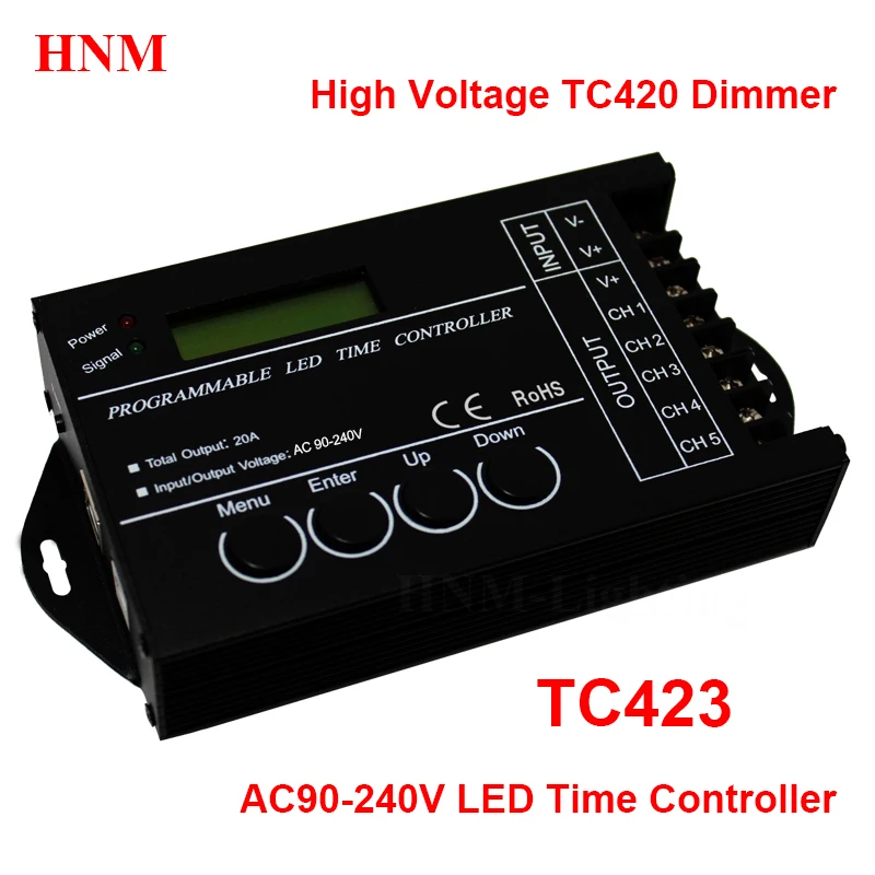 AC90-240V TC423 программируемый светодиодный контроллер времени TC420 RGB светодиодный контроллер, аквариум Таймер для освещения диммер, 5 каналов выхода, Макс 20A