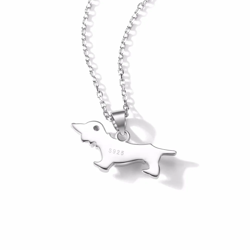 SILVERCUTE стерлингового серебра 925 ожерелье с таксой для женщин ювелирные изделия из