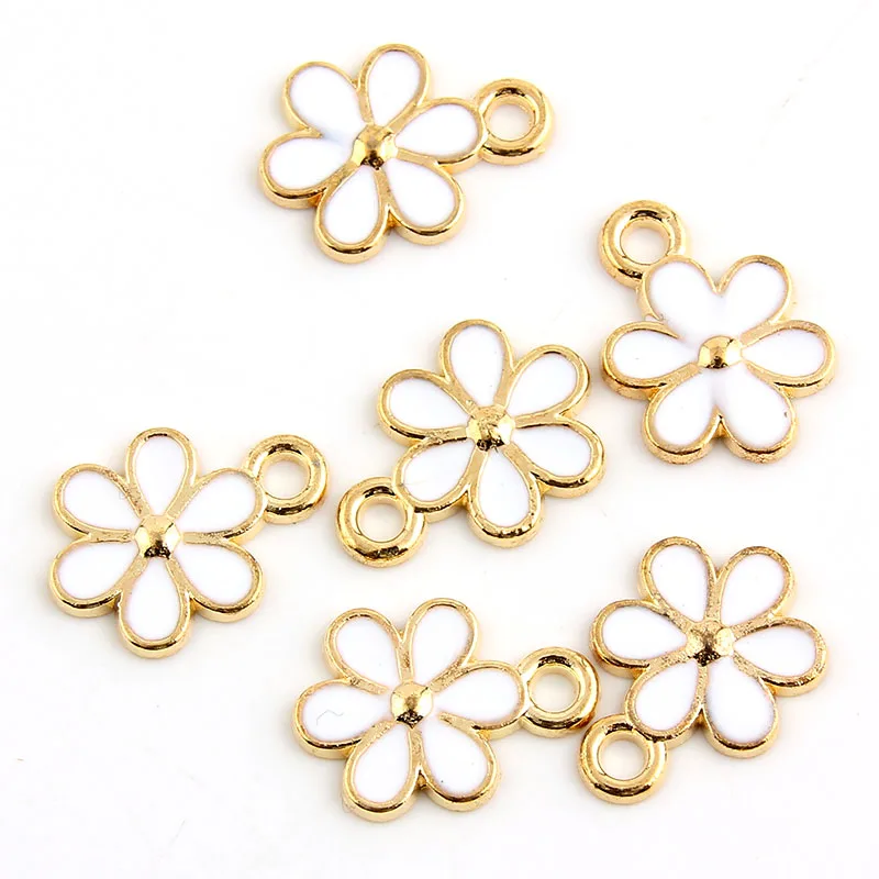 Подвески с белой эмалью Calliopsis 10 шт. подвески золотого цвета из сплава