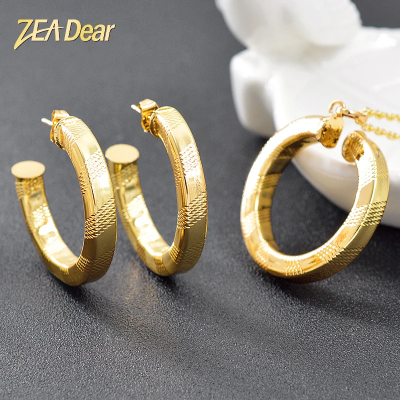 

ZEA Dear Jewelry Hot Selling Copper Jewelry Set For Women Earrings Necklace Pendant For Party Geometric Pattern Jewelry Findings