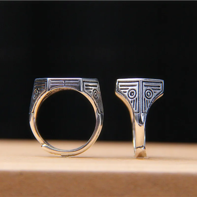 Мужские классические кольца из стерлингового серебра 925 пробы с большим