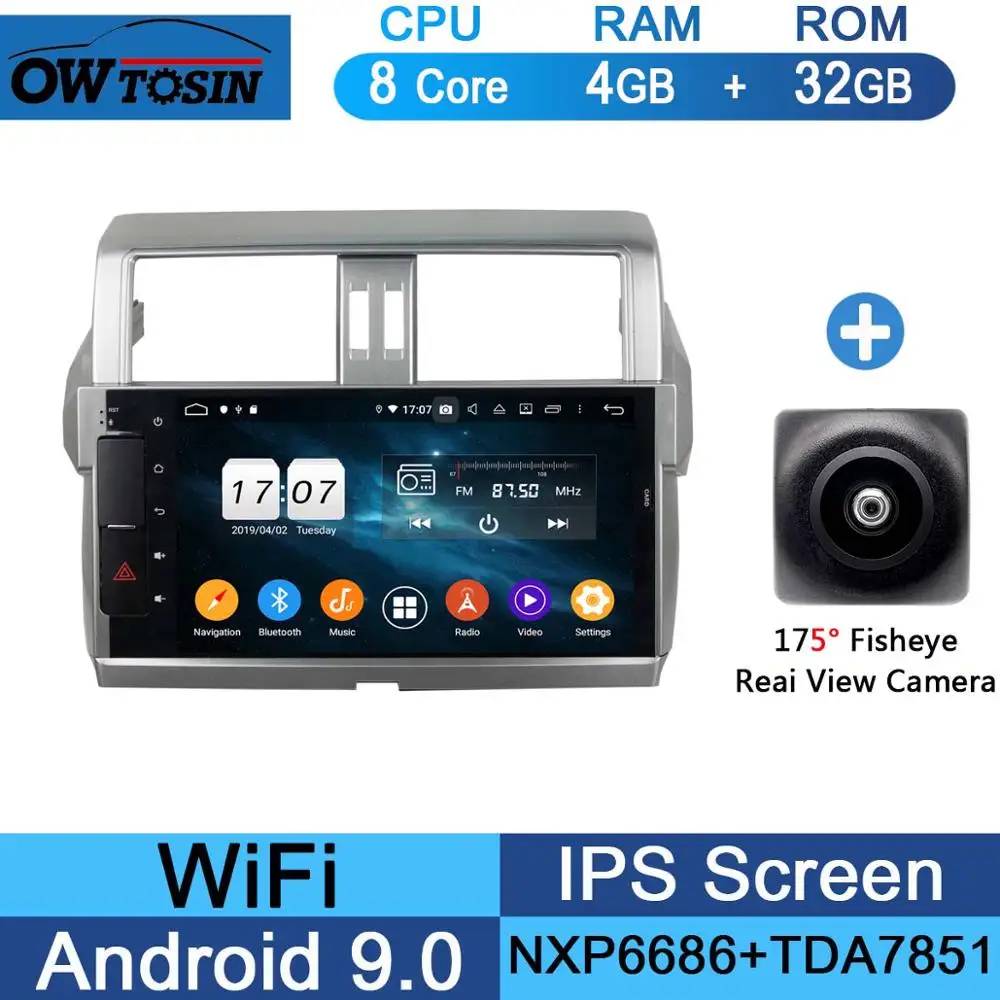 32G Fisheye Camera 10," ips Android 9,0 8 Core 4G+ 64G Автомобильный мультимедийный dvd-плеер для Toyota Prado LC150 150 Land Cruiser 2013- DSP CarPlay радио - Цвет: 32G Fisheye Camera