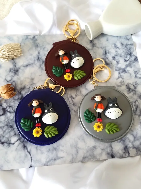 Totoro маленький цветок сливы двусторонний складной макияж портативное маленькое