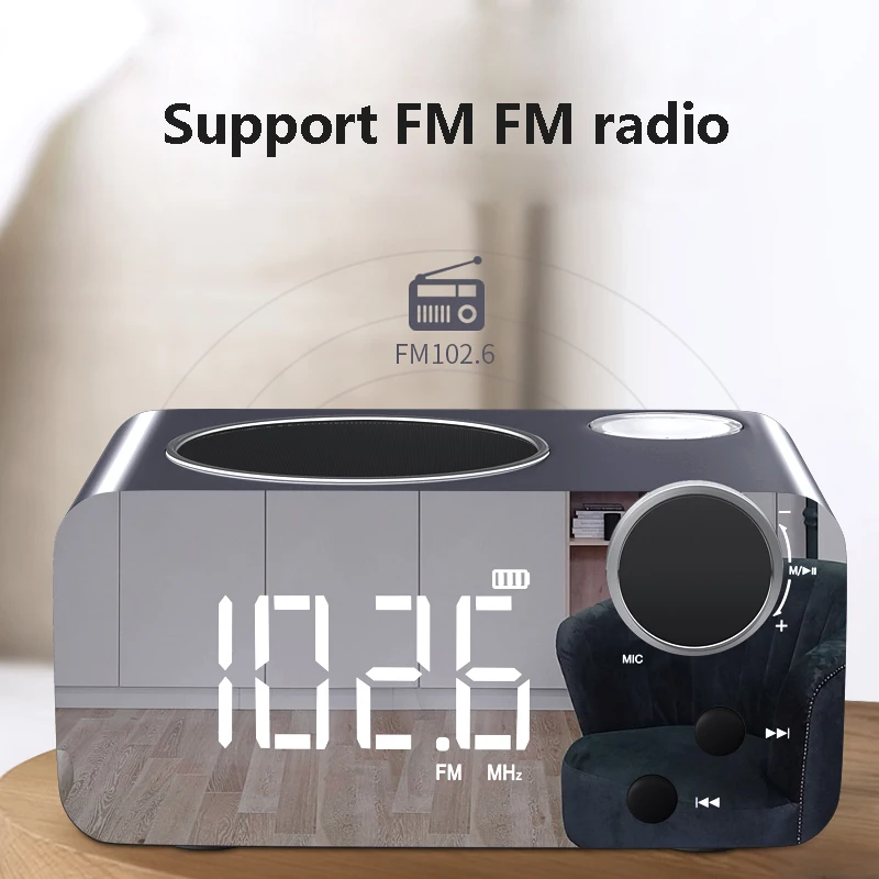 Будильник FM радио зондирование электронный Рабочий стол Tabke часы беспроводной Bluetooth динамик Luminova сенсорные часы Led зеркало цифровой