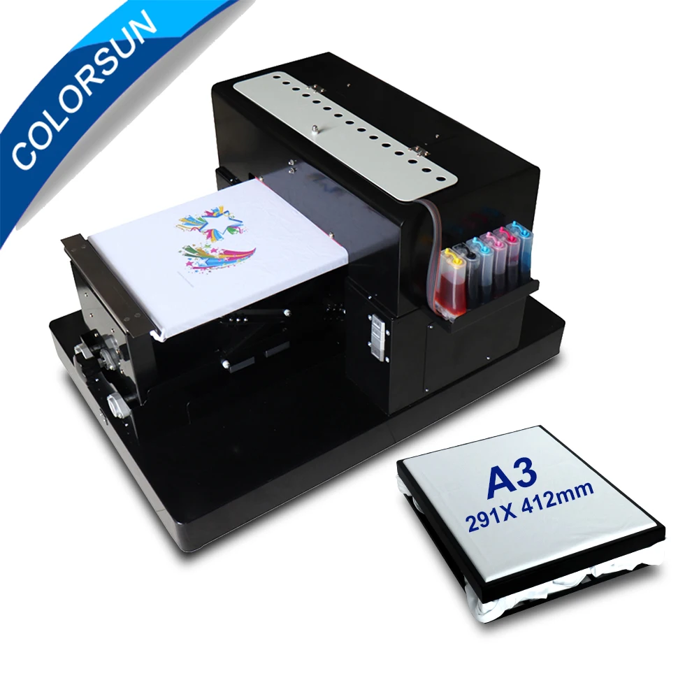Colorsun A3 планшетный принтер A3 Размер dtg принтер для футболок печать для Epson R1390 планшетный принтер с держателем для футболки