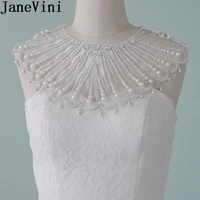 janevini western style bridal shoulder wrap necklace pearl ribbon crystal handmade women shoulder straps lace shoulder chains