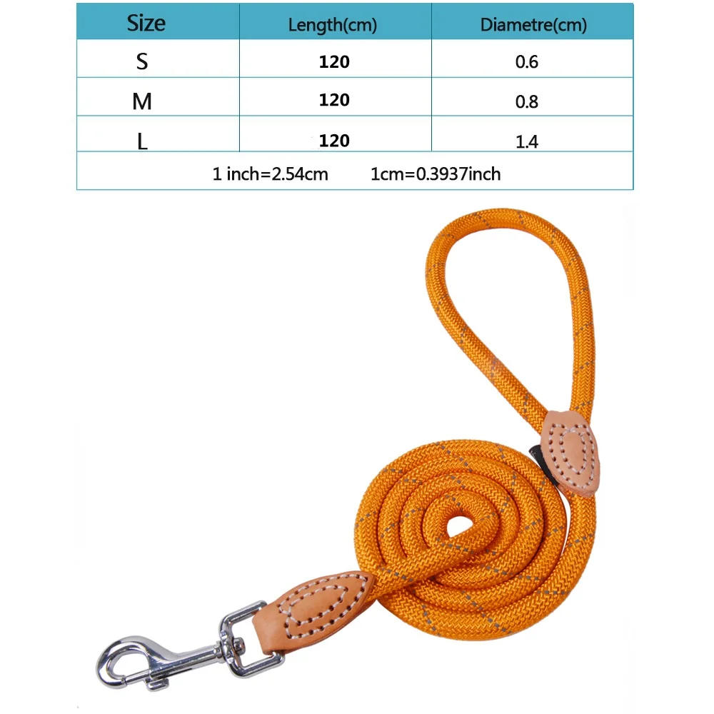 with hook orange Светоотражающий собачий поводок для больших собак, тренировочный продукт для домашних животных, ошейники, шлейки, аксессуары для собак, регулируемый поводок для собаки для животных PY0237 - Цвет: with hook orange