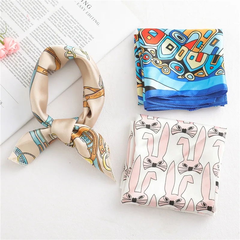 2019 Новый женский квадратный шёлковый шарф модный Бандана с мягким принтом