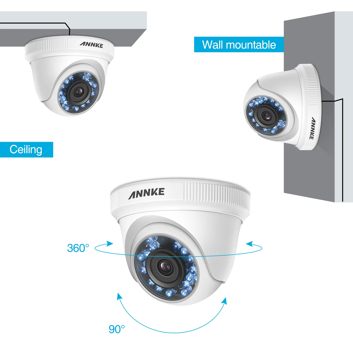 ANNKE 1080P HD-TVI камера безопасности 4 шт. 2MP купольный комплект открытый непогодный
