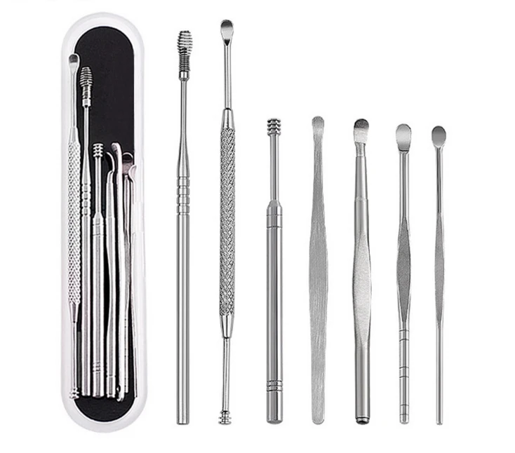 7 шт./лот серебро из нержавеющей стали для удаления воска ушей Curette Cleaner