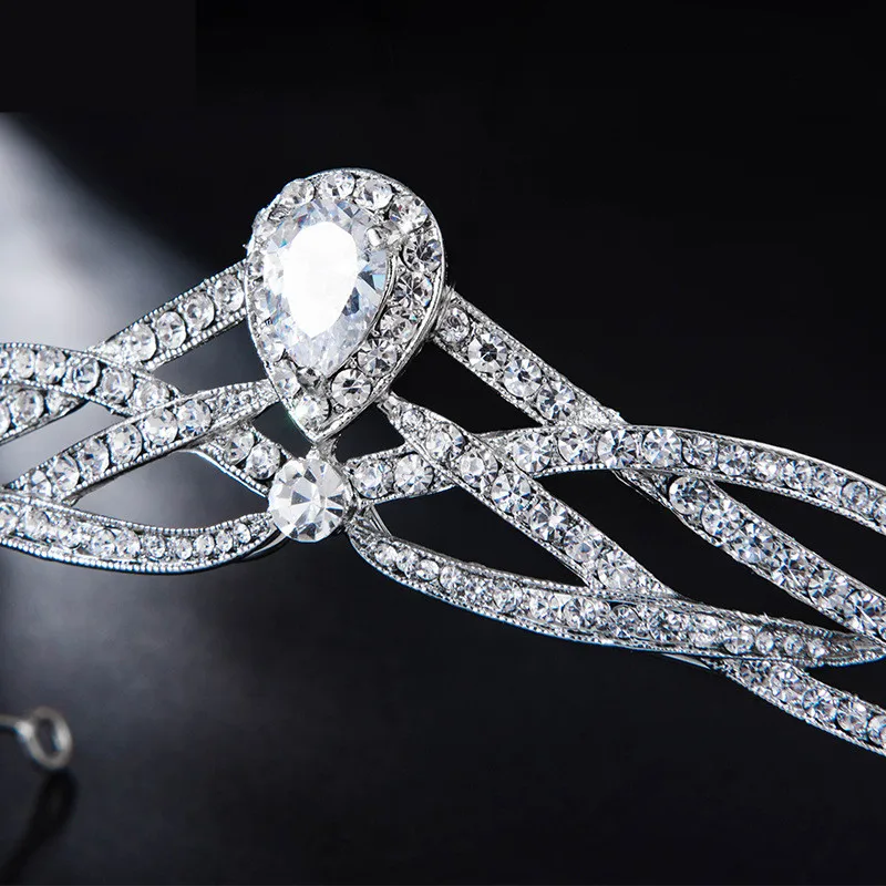 Новинка 2019 Хрустальная корона невесты с фианитом Свадебная Подружка серебряным