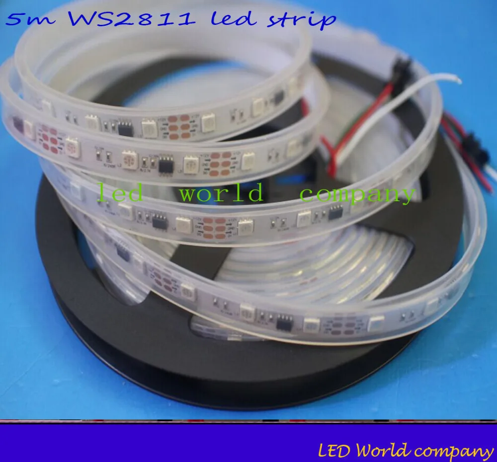 WS2811 Светодиодная лента 5 м 300 светодиодов/м 60 корпус Водонепроницаемая ws2811 ic DC12V