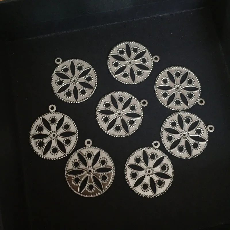 Филигранные штамповочные подвески из нержавеющей стали 20 шт./лот круглые тусклые