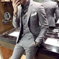 men blazers pants vest high grade brand fashion pure color mens slim formal business suit grooms best men wedding dress suits