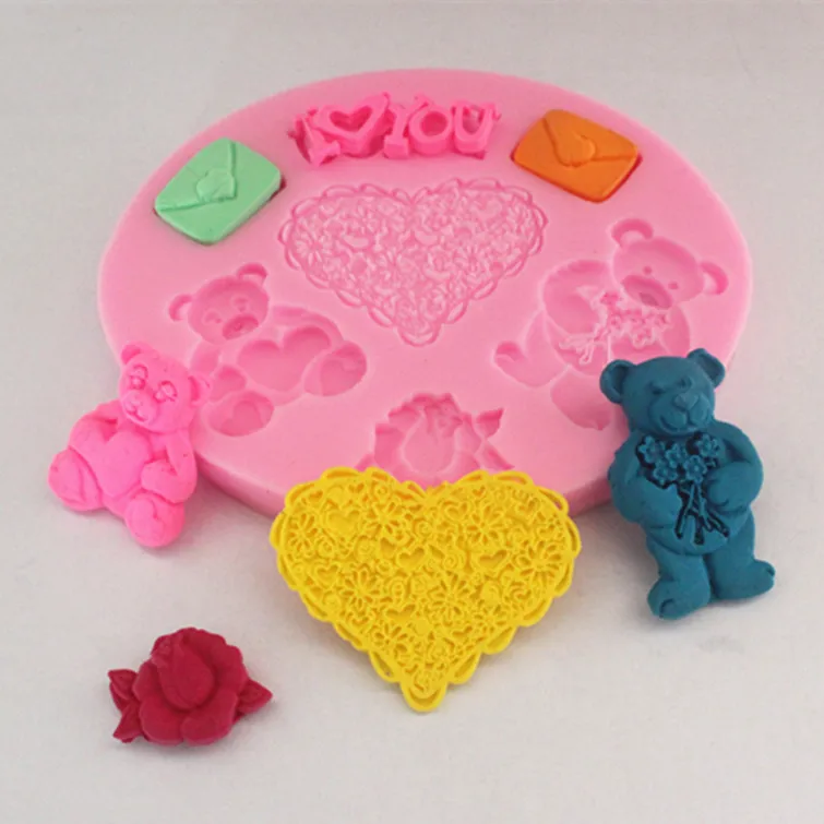 Медведь Валентина Любовь Сердце Силиконовые формы для помадки на торт мыло