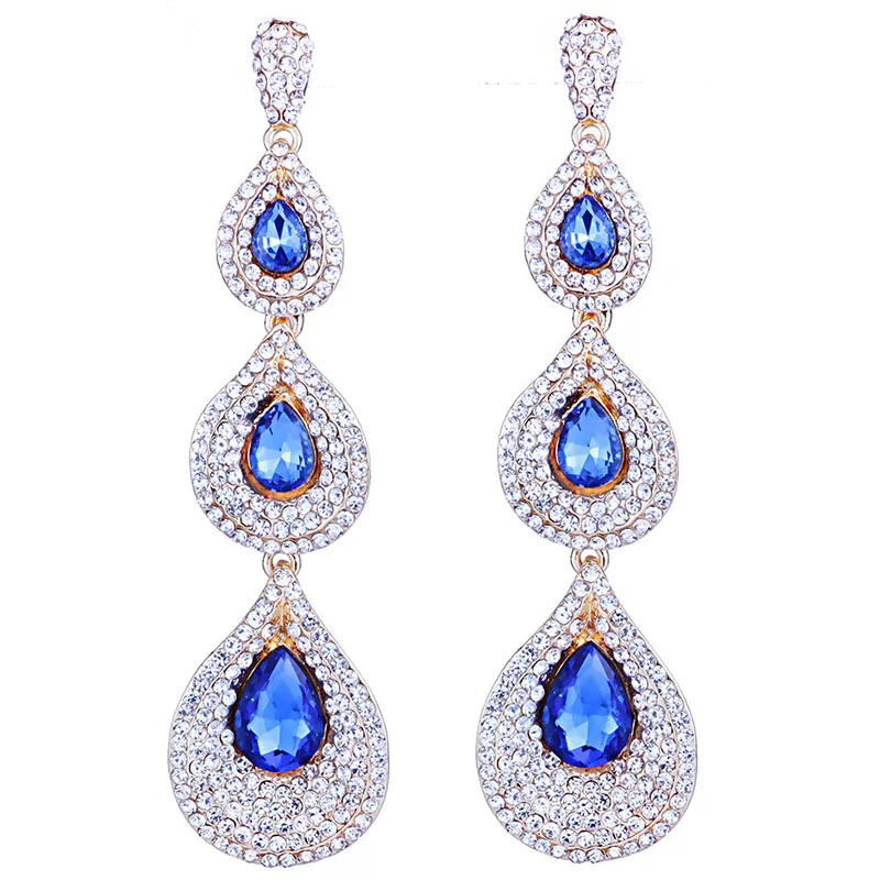 

Vintage Jewelry Luxury long Water Drop Earrings Elegant Bridal Wedding Earrings for Women
