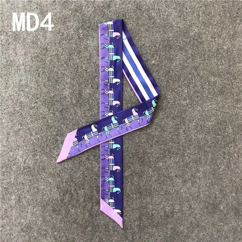 MD4 Новое поступление, сумка, шарф с принтом лошади, женский шелковый шарф, повязка на голову, маленькая лента, модная сумочка, шарфы, роскошные - Цвет: MD4