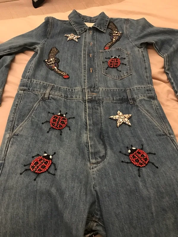 Корейская божья коровка цветы стразы пайетки бусины Аппликации патчи брошь