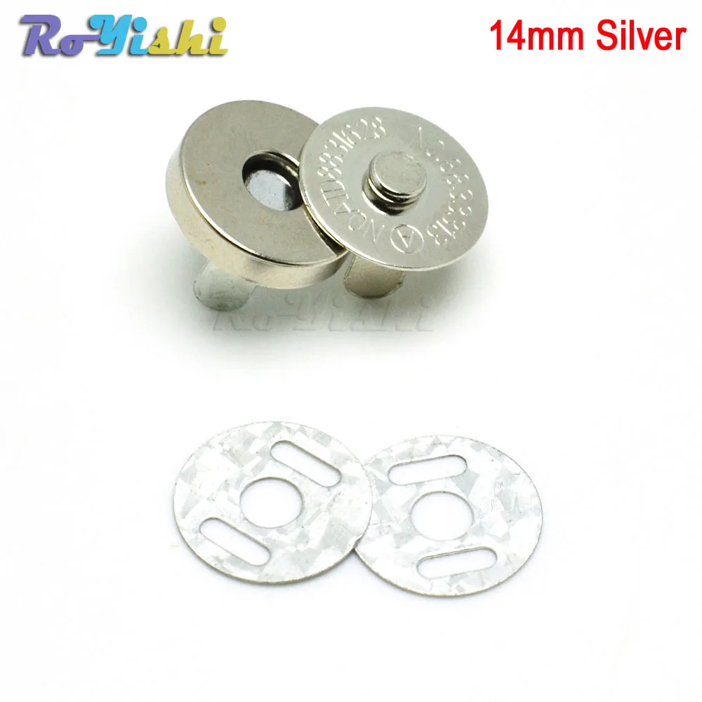 14mm Silver Магнитные застежки-кнопки застежки, пуговицы Сумки из натуральной кожи кошелек крафт-мешки Запчасти аксесуары 14 мм 18 мм - Цвет: 14mm Silver