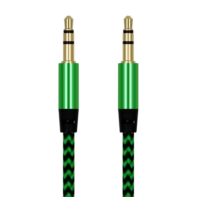 Green 1 м Aux кабель Jack 3,5 мм аудио кабель 3,5 мм Jack динамик кабель штекер для автомобиля Aux шнур для JBL наушников iphone samsung AUX шнур - Color Name: Green