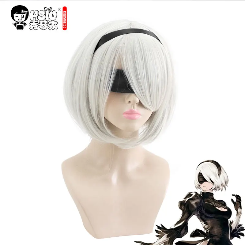 HSIU новый высококачественный парик YoRHa No.2 типа B 2BYoRH 2A 9S 2B для косплея NieR:Automata Costume