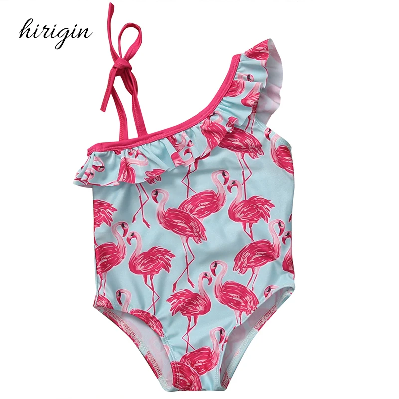 Бренд HIRIGIN спандекс детский купальный костюм с фламинго для маленьких девочек