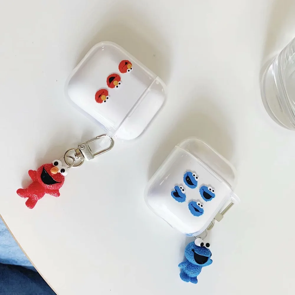 Мультяшная Улица Сезам Элмо милые наушники чехол для Apple беспроводной Bluetooth гарнитура Airpods Силиконовый Чехол Air pods 2 аксессуары