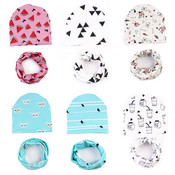 2 шт./компл. детский зимний теплый комплект: шапка + шарф милые шапочки для