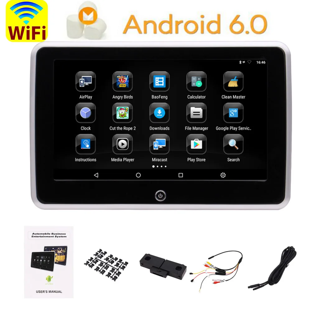 Четырехъядерный автомобильный монитор на подголовник Android 6 0 HD 1366*768 емкостный