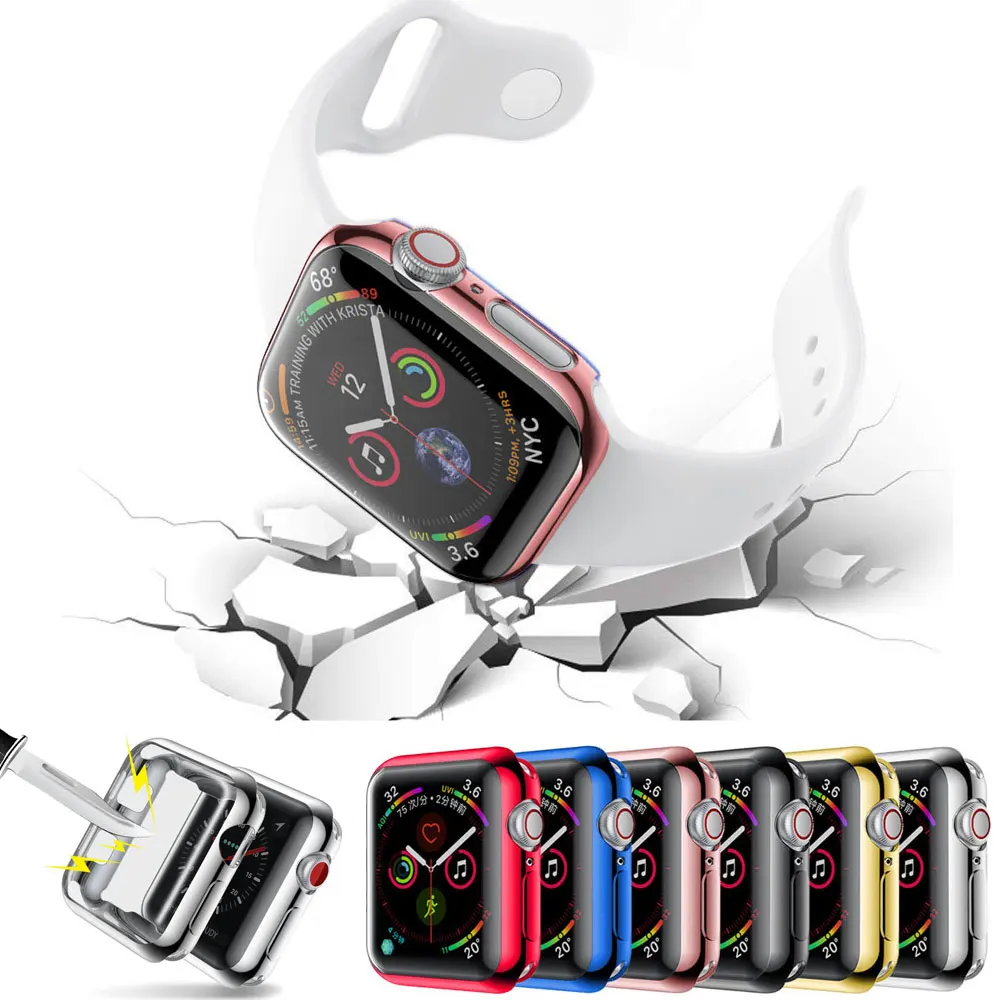Полный экран ТПУ против царапин мягкий тонкий защитный чехол для Apple Watch 38 40 мм 44 мм 42 мм пластиковый мягкий чехол для iwatch