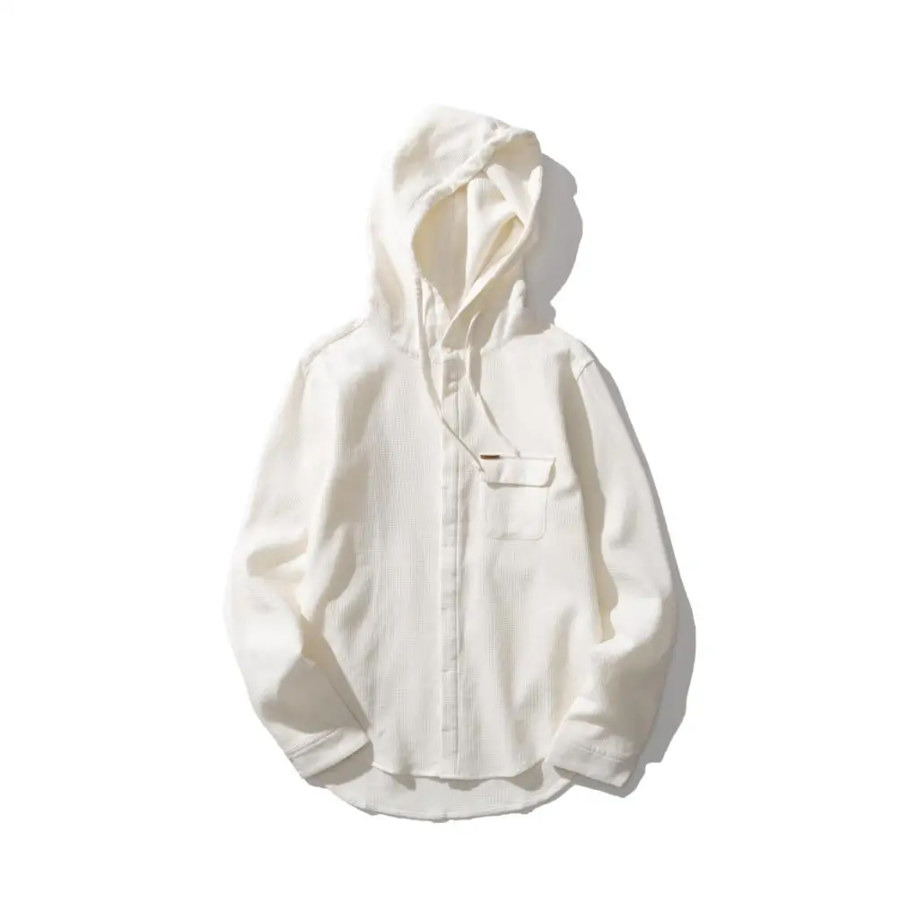Sinicism Store мужские однотонные рубашки с капюшоном мужская хлопковая белая рубашка с длинным рукавом мужская Корейская Повседневная Осенняя винтажная одежда на пуговицах
