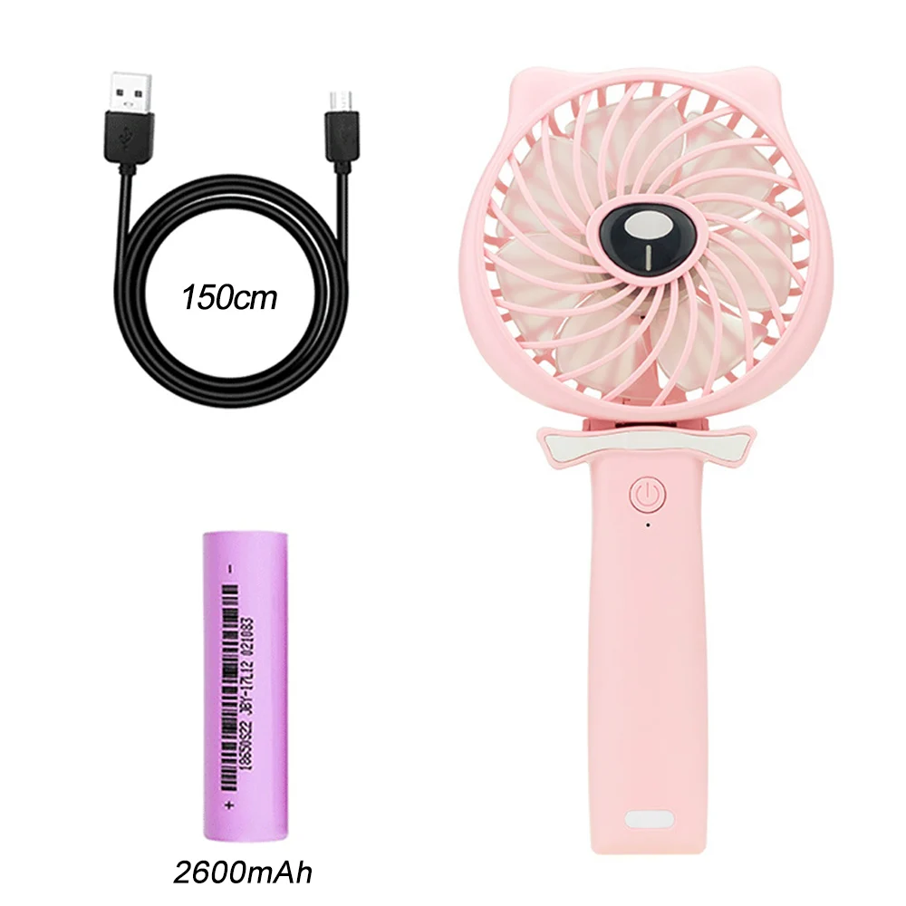 pink 2600mAh 1 шт. портативный складной мини-вентилятор Ручной регулируемый 3 скорости на батарейках перезаряжаемые USB вентиляторы Настольный вентилятор для офиса путешествия - Цвет: pink 2600mAh